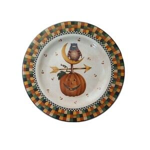 Vintage Debbie Mumm Halloween Plate Pumpkin Owl 8”  1998 Replacement Salad